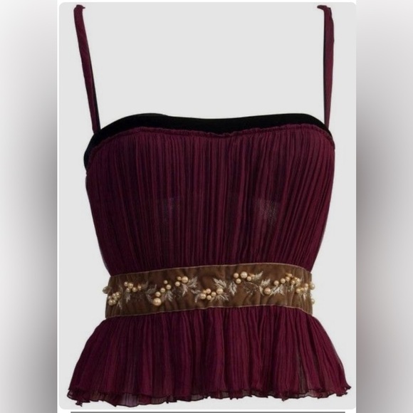 NWT Dolce & Gabbana- Silk Blend and Velvet Corset Top. Size IT 46/ US XS - Picture 1 of 10